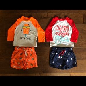12 Month boys bathing suit and rash guard bundle